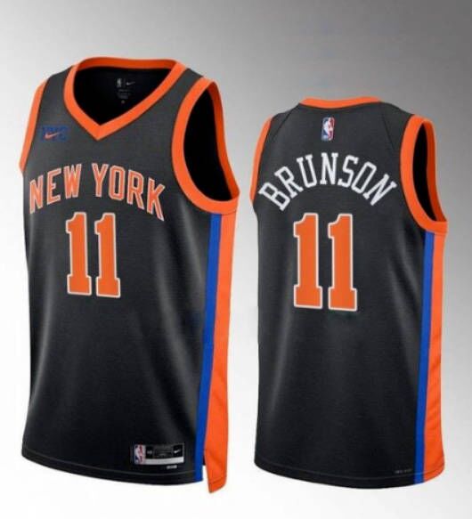 Men's New Yok Knicks #11 Jalen Brunson Black Stitched Basketball Jersey